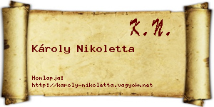 Károly Nikoletta névjegykártya